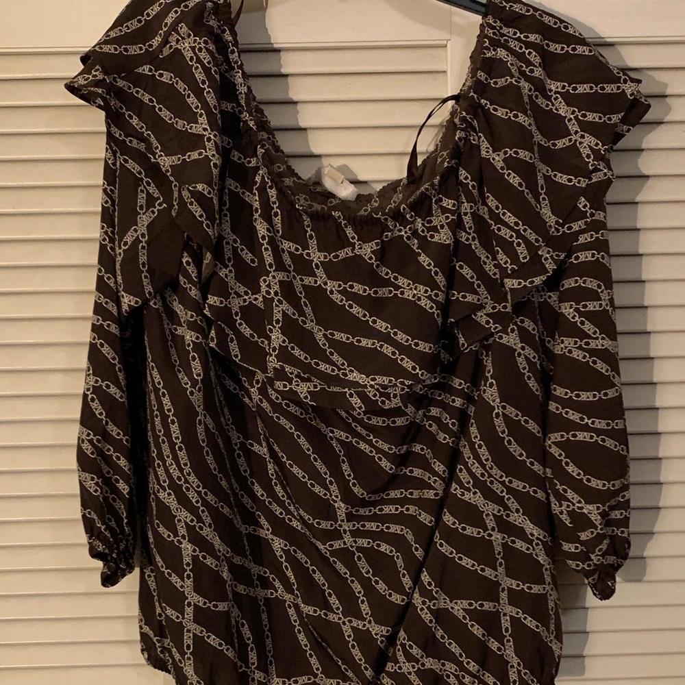 Michael Kors Brown Chain Pattern Blouse